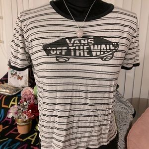 Auth Vans Striped Ringer Logo Crop Top Size Small